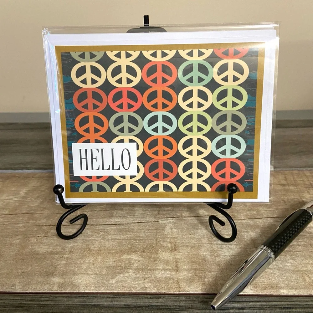 Peace Sign Birthday /Hello Greeting Cards Set of 4